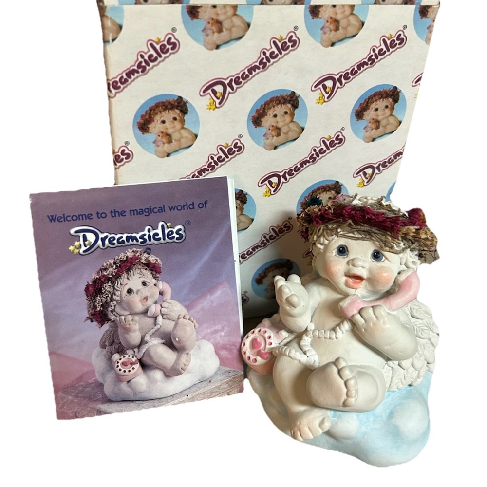 Vintage Dreamsicle Angel Cherub “Chatter Box” Figurine Phone New In Box